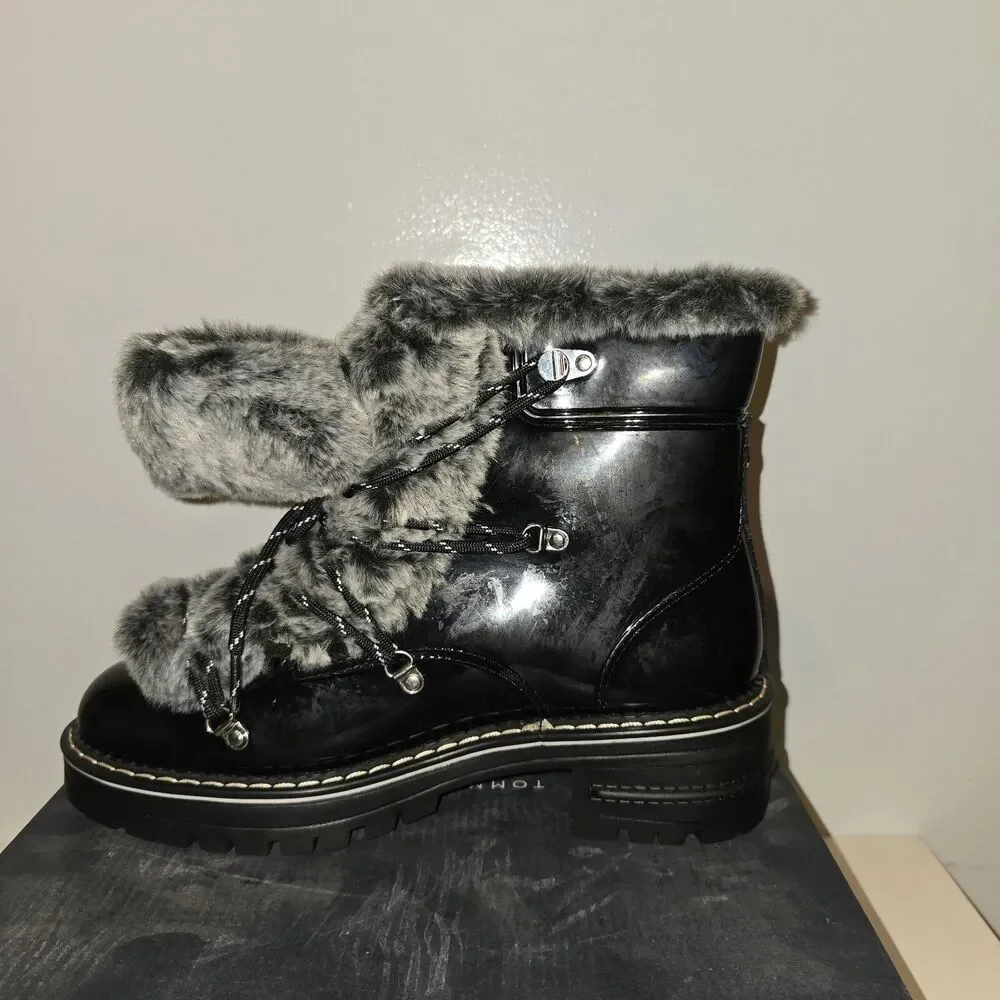 Tommy Hilfiger Womens Armini Black Combat & Lace-up Boots 11 Medium